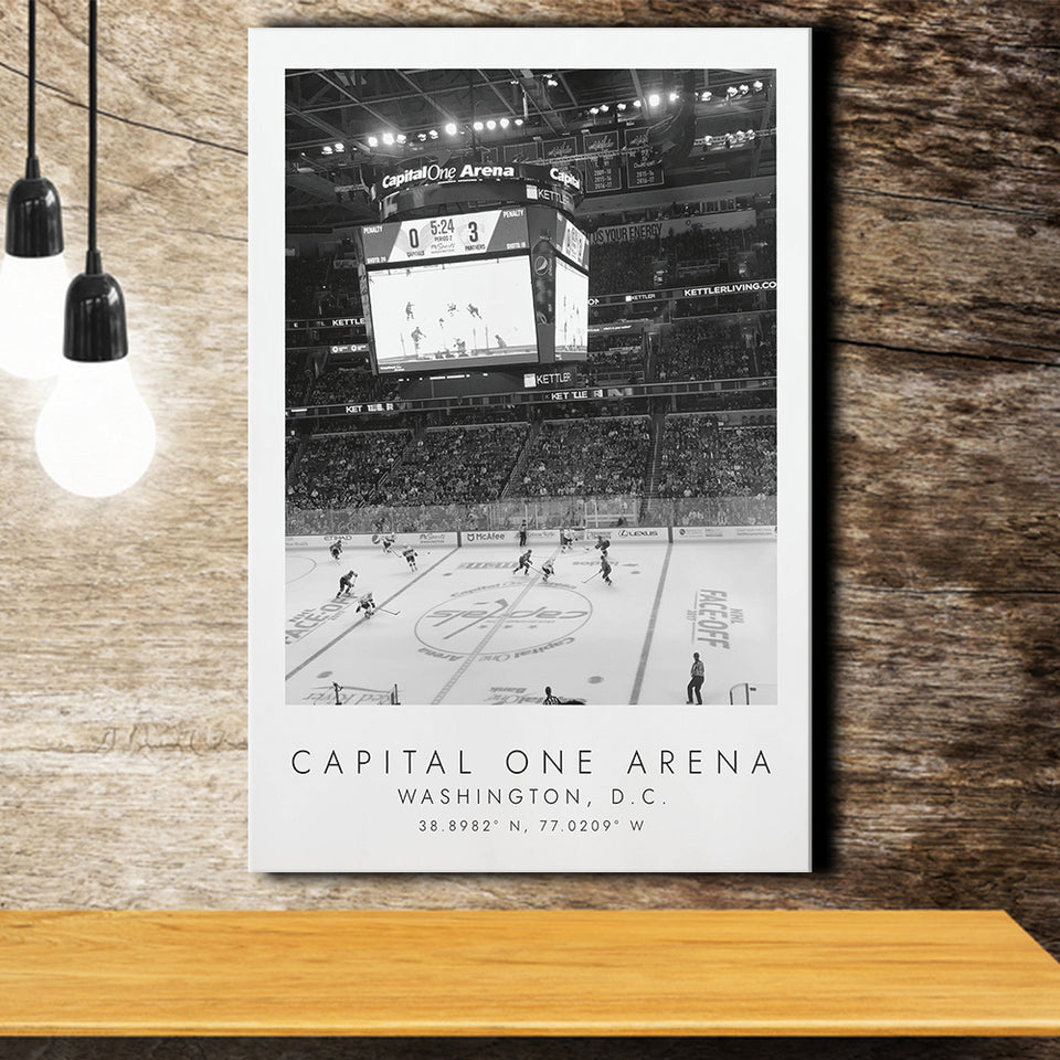 Capital One Arena Washington Capitals Ice Hockey Lovers Black And White Art Canvas Prints Wall Art Home Decor