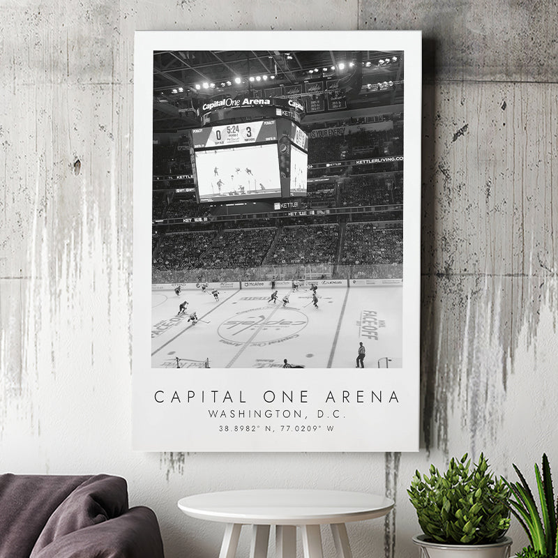 Capital One Arena Washington Capitals Ice Hockey Lovers Black And White Art Canvas Prints Wall Art Home Decor