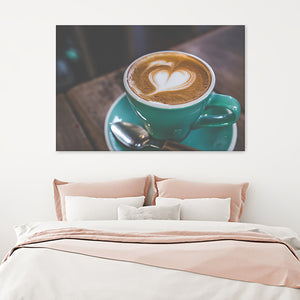 Cappuccino With Vintage Heart Canvas Wall Art - Canvas Prints, Prints for Sale, Canvas Painting, Canvas On Sale