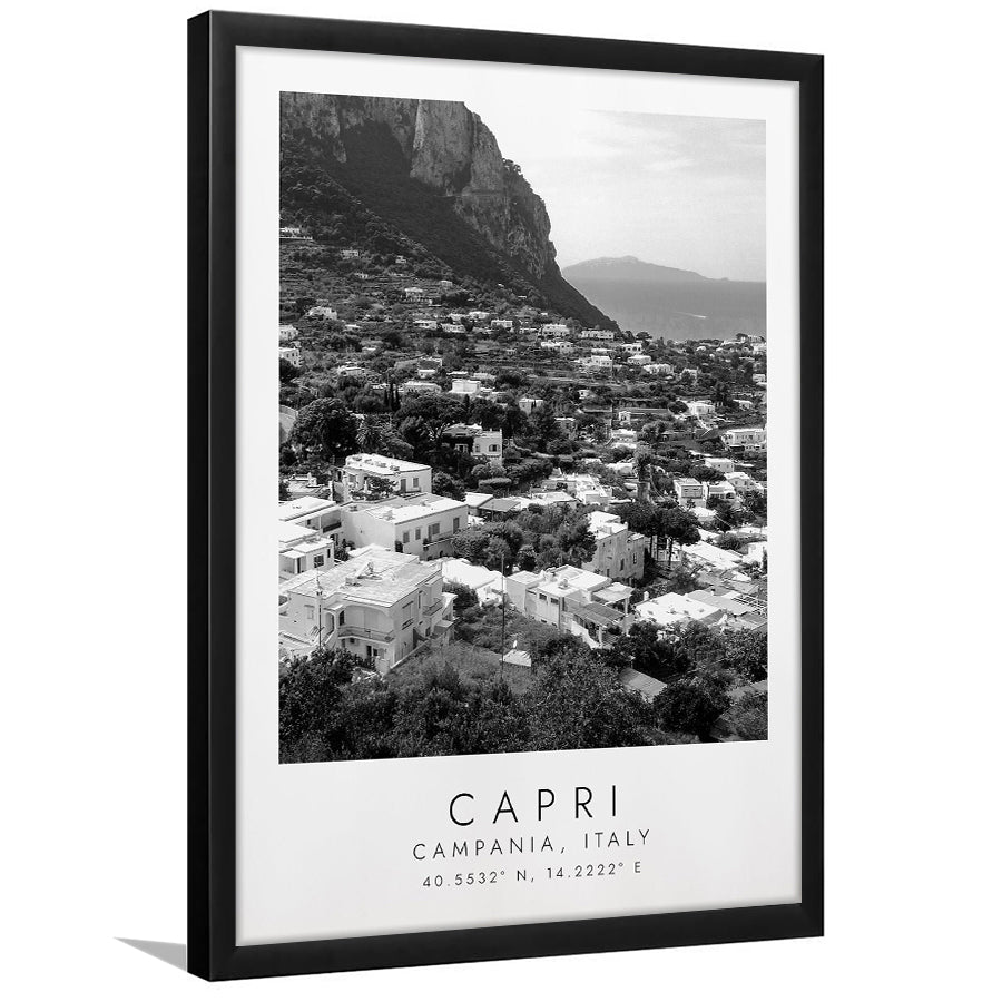 Capri Italy Black And White Art Framed Art Prints Wall Art Decor, Framed Picture