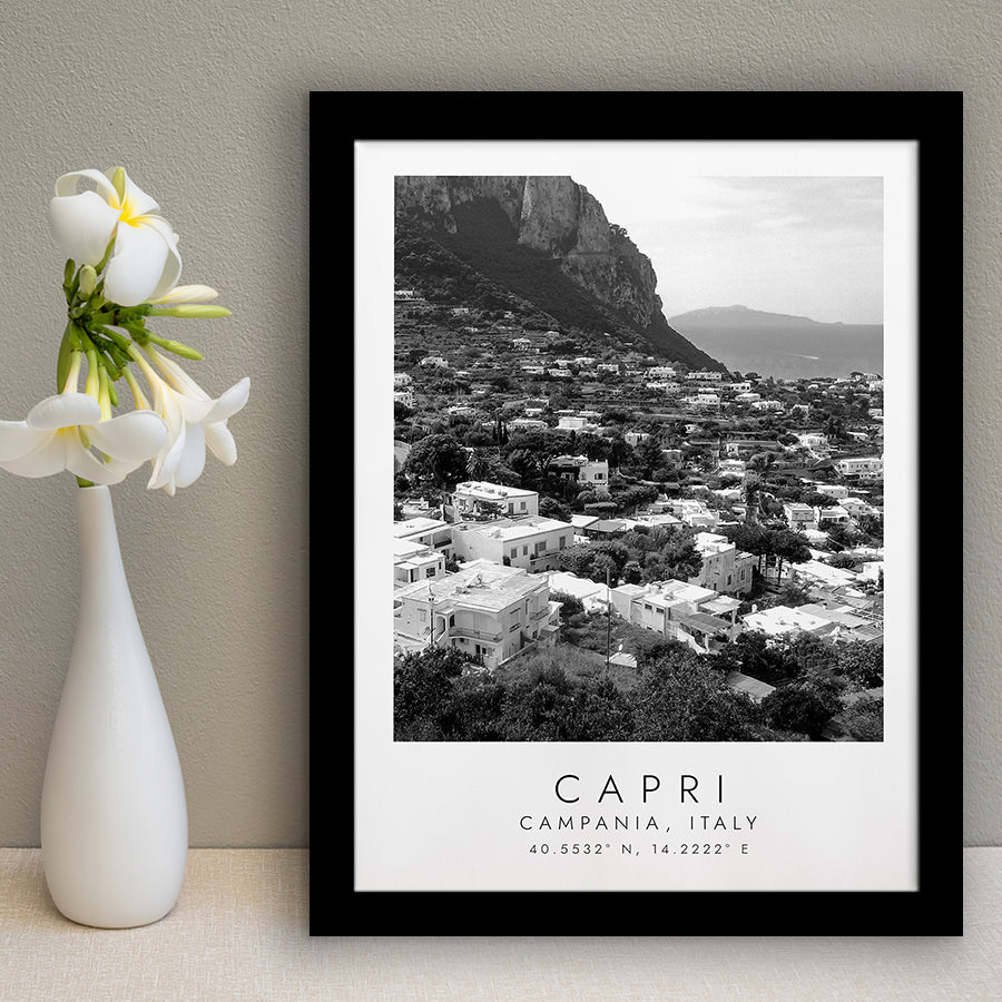 Capri Italy Black And White Art Framed Art Prints Wall Art Decor, Framed Picture