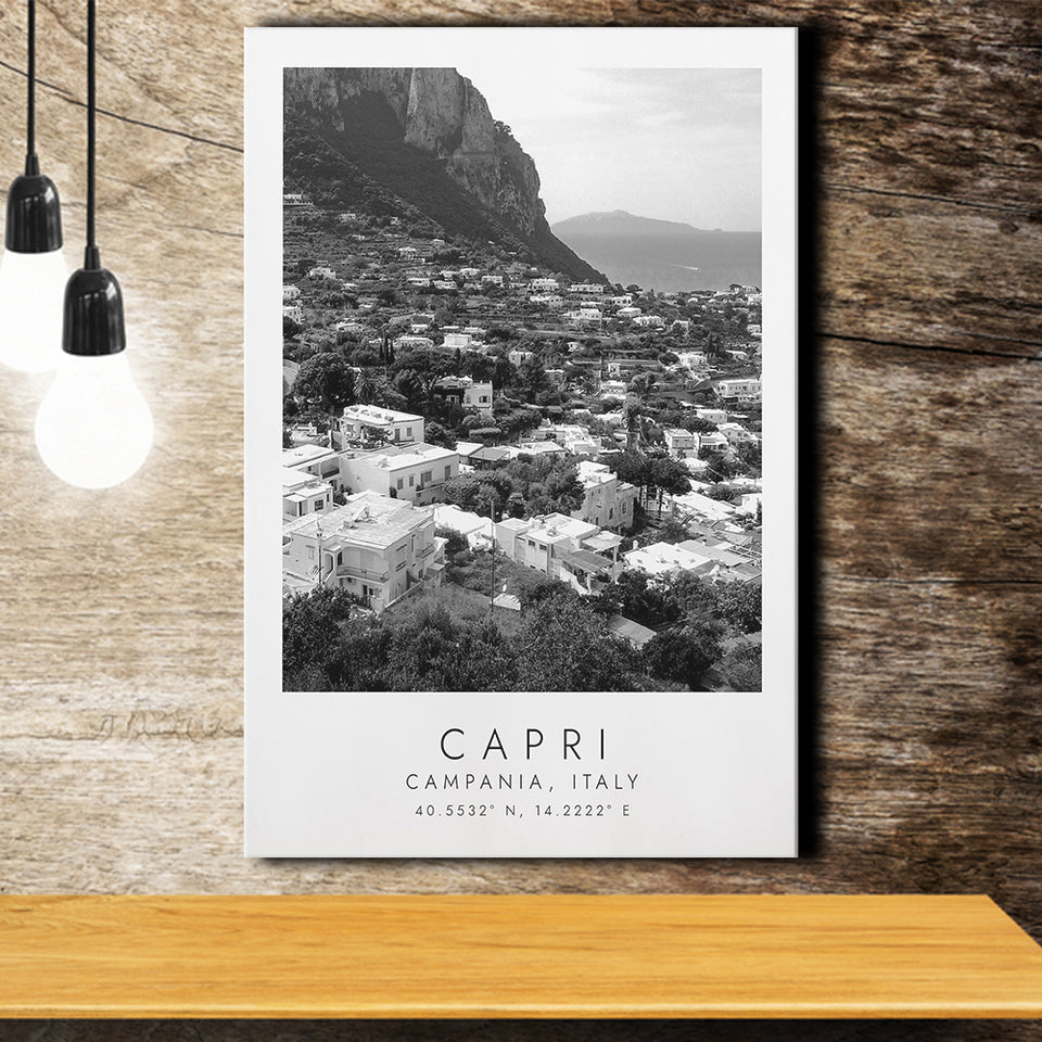 Capri Italy Black And White Art Canvas Prints Wall Art Home Decor