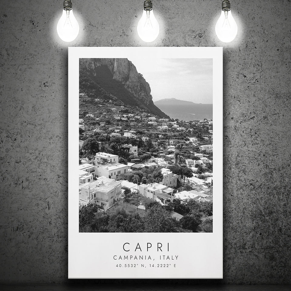 Capri Italy Black And White Art Canvas Prints Wall Art Home Decor