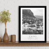 Capri Italy Black And White Art Framed Canvas Prints Wall Art Home Decor, Floating Frame
