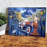 Car And Girl Paintings Art Old City Canvas Wall Art - Canvas Prints, Prints For Sale, Painting Canvas,Canvas On Sale