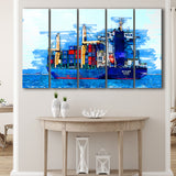 Cargo Ship 5 Piece B Canvas Prints Wall Art Decor, Multi Panels,Large Canvas, Home Decor