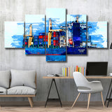 Cargo Ship 5 Pieces Canvas Prints Wall Art Decor - Painting Canvas, Mixed Canvas, Multi Panels