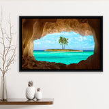 Caribbean Island Beach Canvas Wall Art Framed Canvas Prints Wall Art, Floating Frame, Large Canvas Home Decor