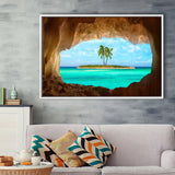 Caribbean Island Beach Canvas Wall Art Framed Canvas Prints Wall Art, Floating Frame, Large Canvas Home Decor