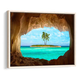 Caribbean Island Beach Canvas Wall Art Framed Canvas Prints Wall Art, Floating Frame, Large Canvas Home Decor