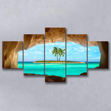 Caribbean Island Beach Canvas Wall Art, 5 Panel Canvas Prints Wall Art,Mixed Canvas, Large Canvas