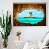 Caribbean Island Beach Canvas Wall Art Framed Canvas Prints Wall Art, Floating Frame, Large Canvas Home Decor