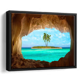 Caribbean Island Beach Canvas Wall Art Framed Canvas Prints Wall Art, Floating Frame, Large Canvas Home Decor