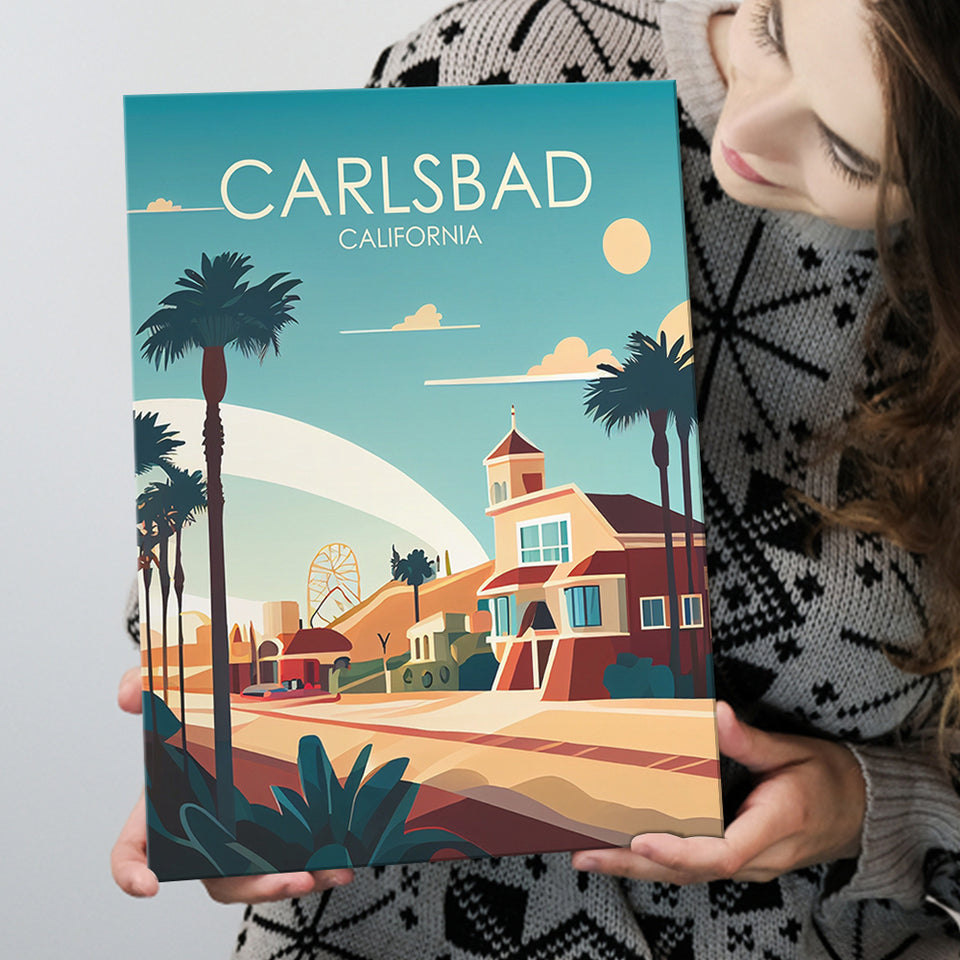 Carlsbad California Retro Art Print ,City Art Print, Large Canvas, Canvas Print Wall Art Home Decor