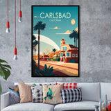 Carlsbad California Retro Art Print, City Art Print, Framed Art Print Wall Art Home Decor, Framed Picture