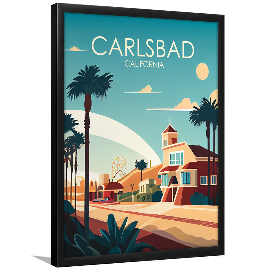 Carlsbad California Retro Art Print, City Art Print, Framed Art Print Wall Art Home Decor, Framed Picture
