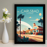 Carlsbad California Retro Art Print, City Art Print, Framed Art Print Wall Art Home Decor, Framed Picture