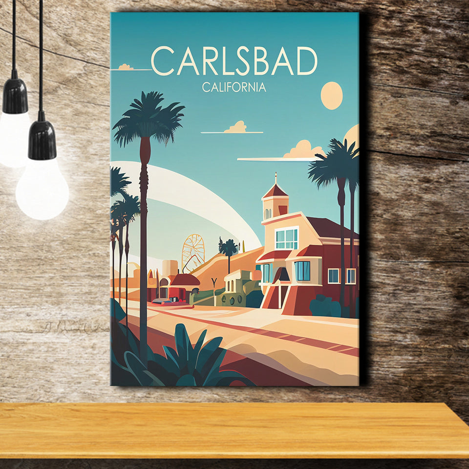 Carlsbad California Retro Art Print ,City Art Print, Large Canvas, Canvas Print Wall Art Home Decor
