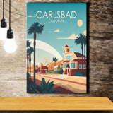 Carlsbad California Retro Art Print ,City Art Print, Large Canvas, Canvas Print Wall Art Home Decor