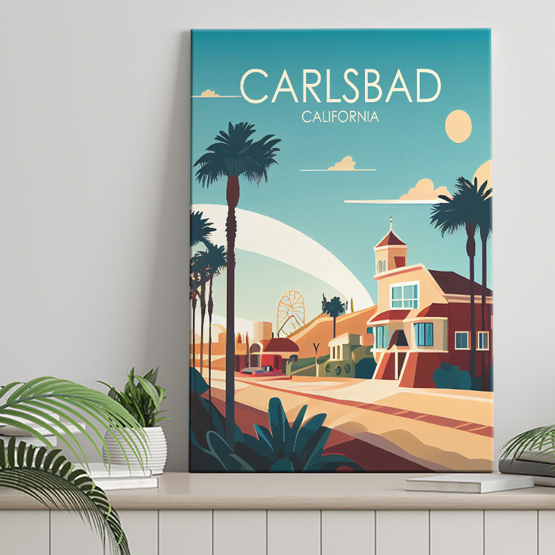Carlsbad California Retro Art Print ,City Art Print, Large Canvas, Canvas Print Wall Art Home Decor