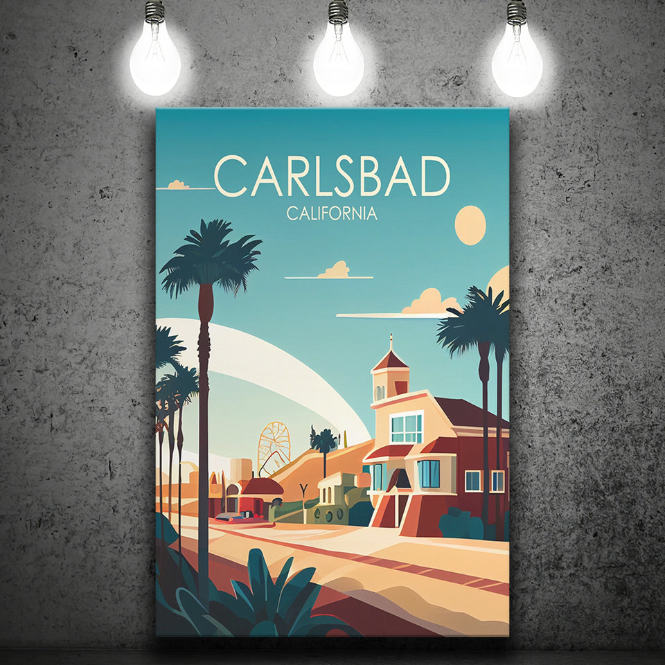 Carlsbad California Retro Art Print ,City Art Print, Large Canvas, Canvas Print Wall Art Home Decor