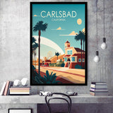 Carlsbad California Retro Art Print, City Art Print, Framed Art Print Wall Art Home Decor, Framed Picture