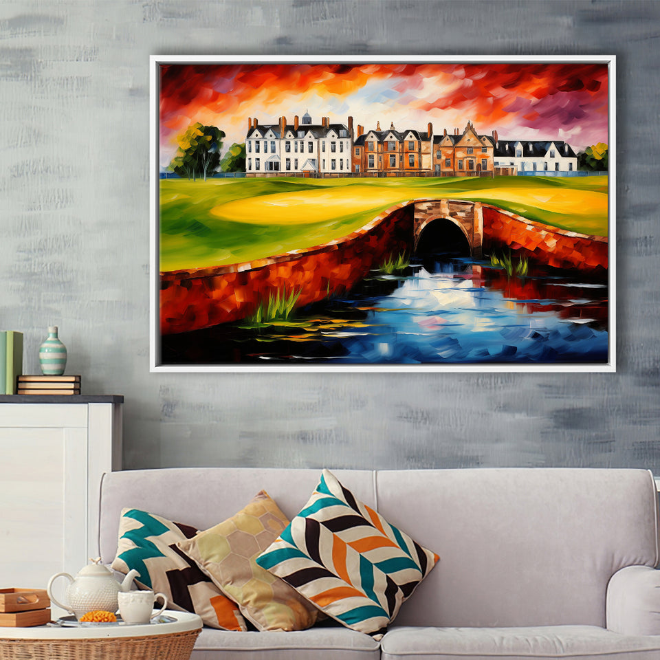 Carnoustie Golf Club Carnoustie Scotland Painting Art, Framed Canvas Prints Wall Art Decor, Floating Frame