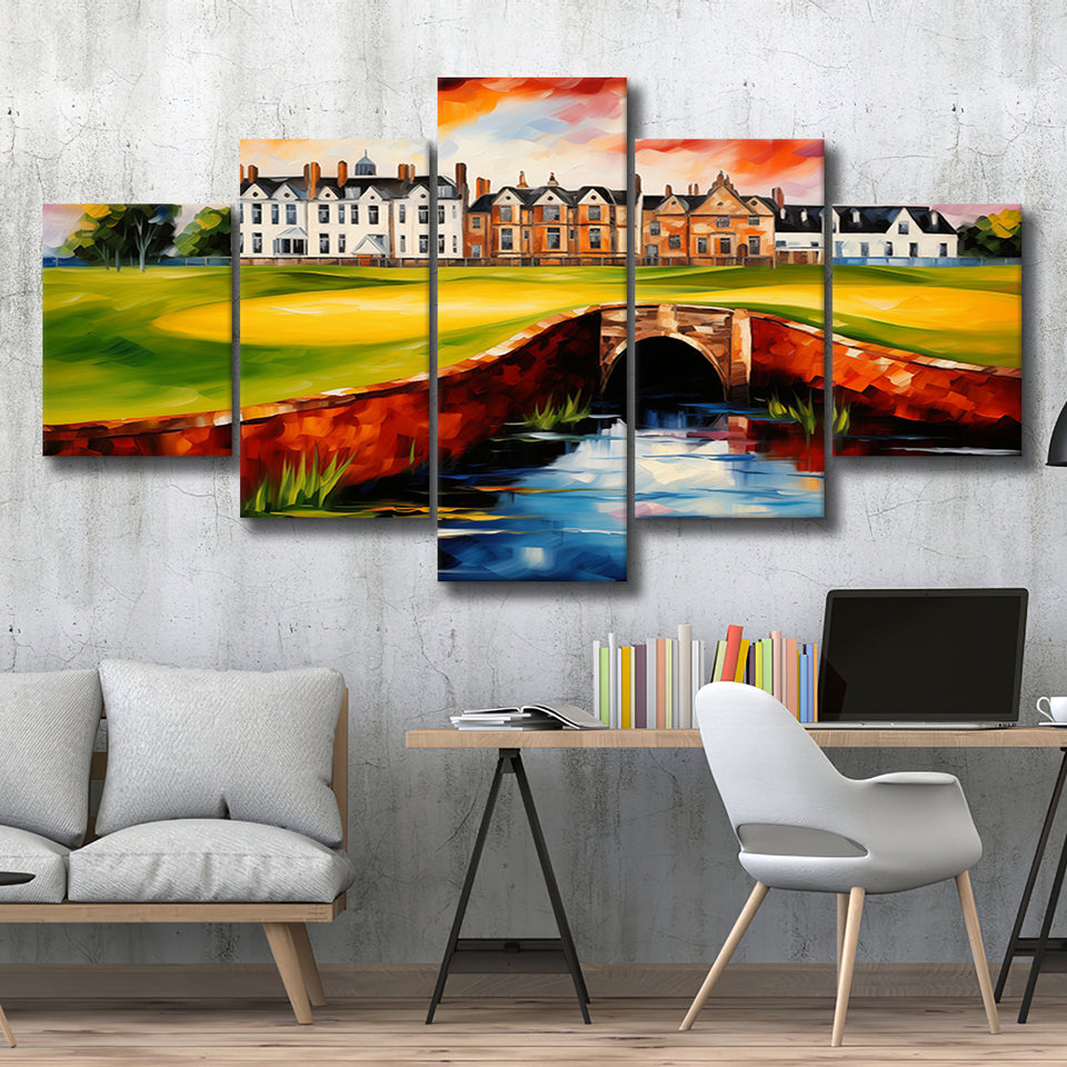 Carnoustie Golf Club Carnoustie Scotland Painting Art Mixed 5 Panel Large Canvas Prints Wall Art Decor