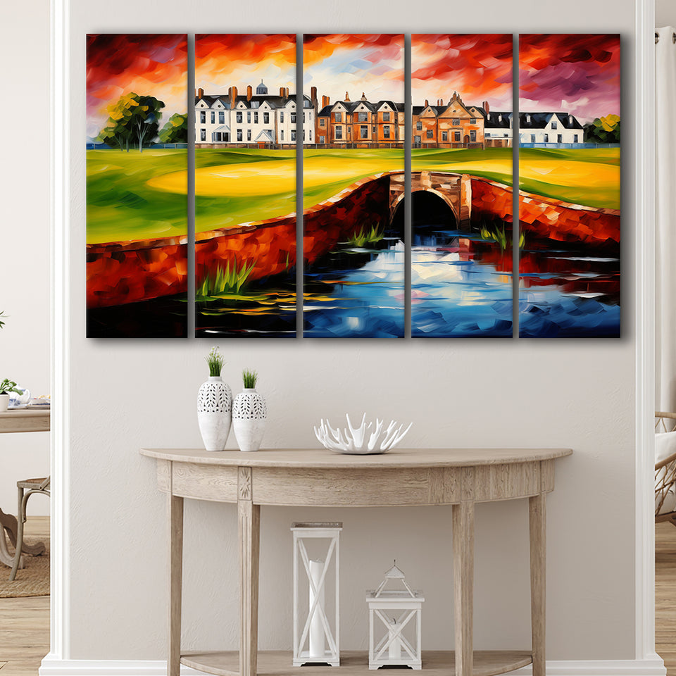 Carnoustie Golf Club Carnoustie Scotland Painting Art,5 Panel Extra Large Canvas Prints Wall Art Decor