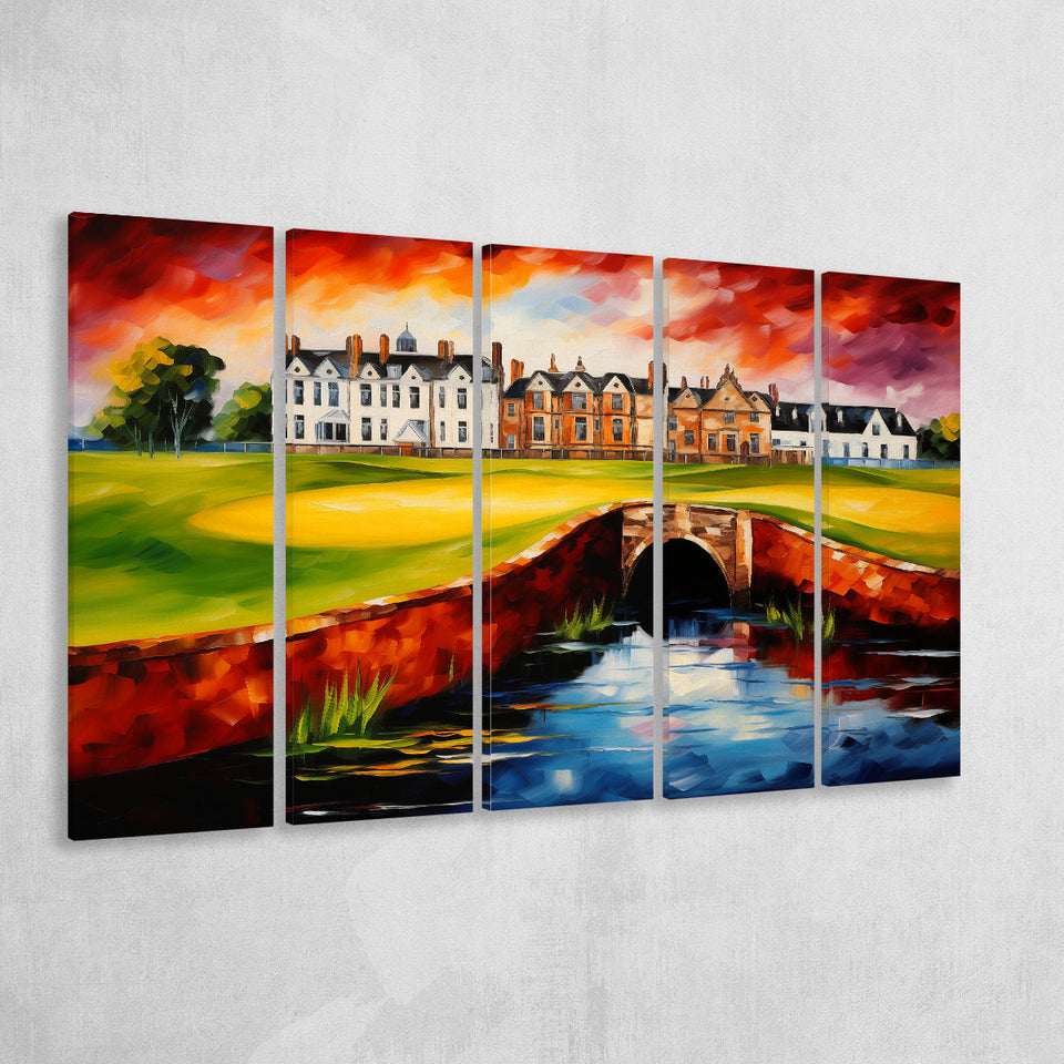 Carnoustie Golf Club Carnoustie Scotland Painting Art,5 Panel Extra Large Canvas Prints Wall Art Decor
