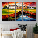 Carnoustie Golf Club Carnoustie Scotland Painting Art,5 Panel Extra Large Canvas Prints Wall Art Decor