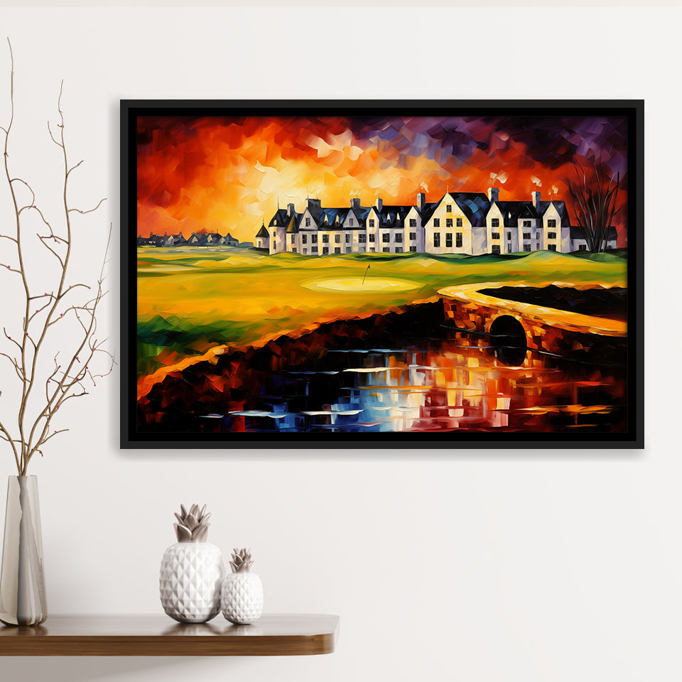Carnoustie Golf Club Hole 02 Carnoustie Scotland Painting, Framed Canvas Prints Wall Art Decor, Floating Frame