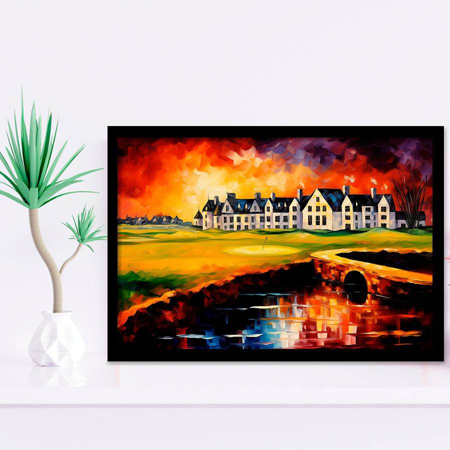 Carnoustie Golf Club Hole 02 Carnoustie Scotland Painting Framed Art Prints Wall Decor, Framed Painting Art