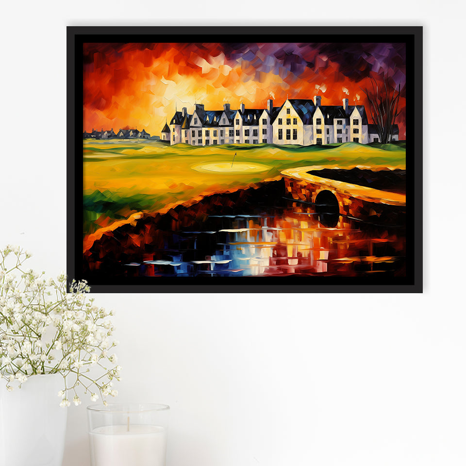 Carnoustie Golf Club Hole 02 Carnoustie Scotland Painting, Framed Canvas Prints Wall Art Decor, Floating Frame