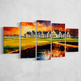 Carnoustie Golf Club Hole 02 Carnoustie Scotland Painting Mixed 5 Panel Large Canvas Prints Wall Art Decor