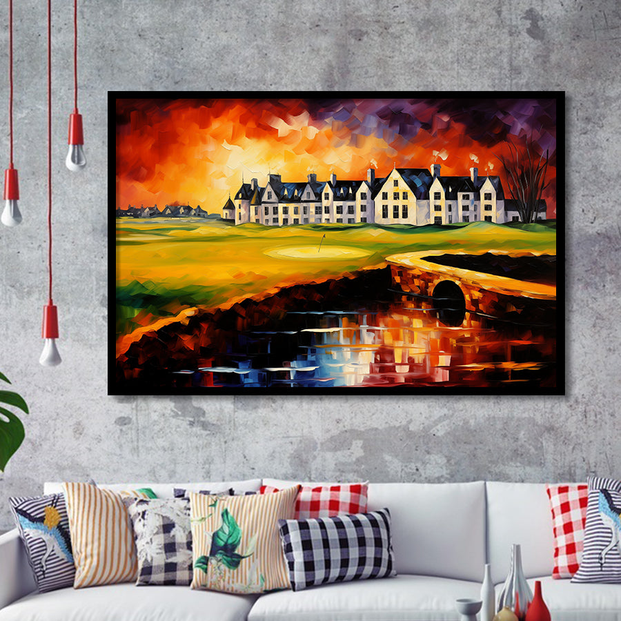 Carnoustie Golf Club Hole 02 Carnoustie Scotland Painting Framed Art Prints Wall Decor, Framed Painting Art