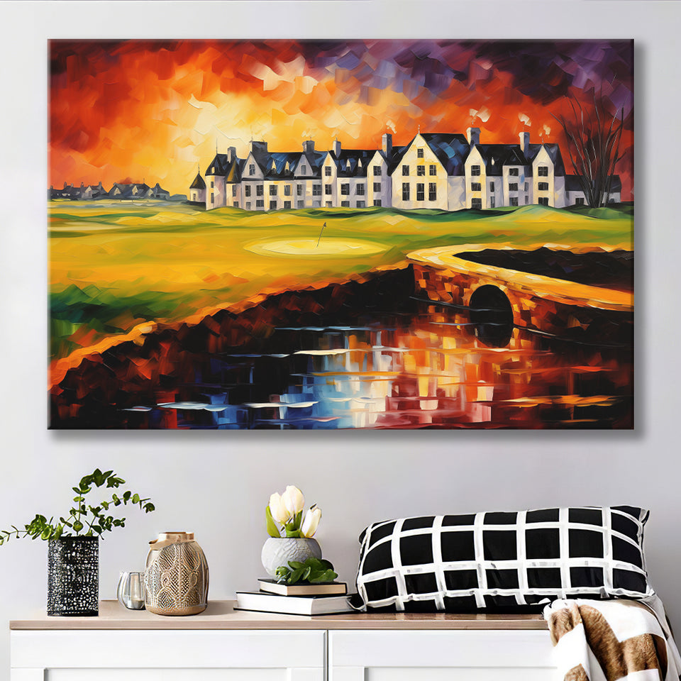 Carnoustie Golf Club Hole 02 Carnoustie Scotland Painting Canvas Prints Wall Art, Painting Art Home Decor