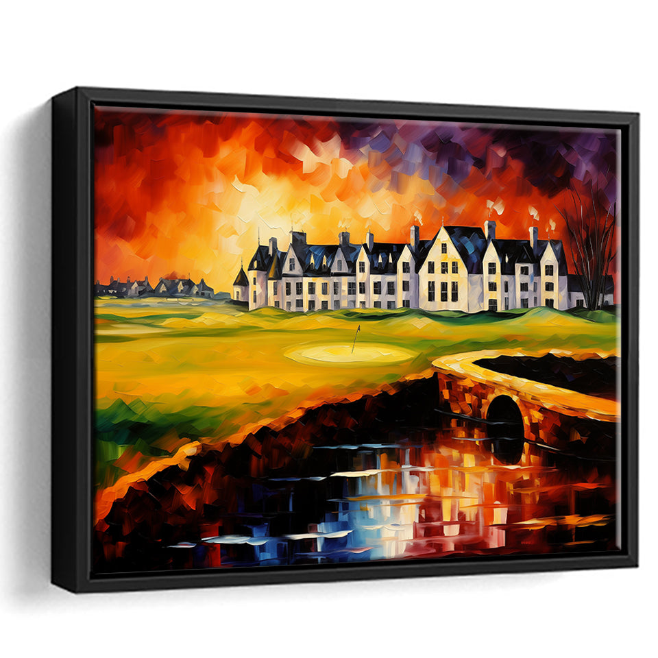 Carnoustie Golf Club Hole 02 Carnoustie Scotland Painting, Framed Canvas Prints Wall Art Decor, Floating Frame