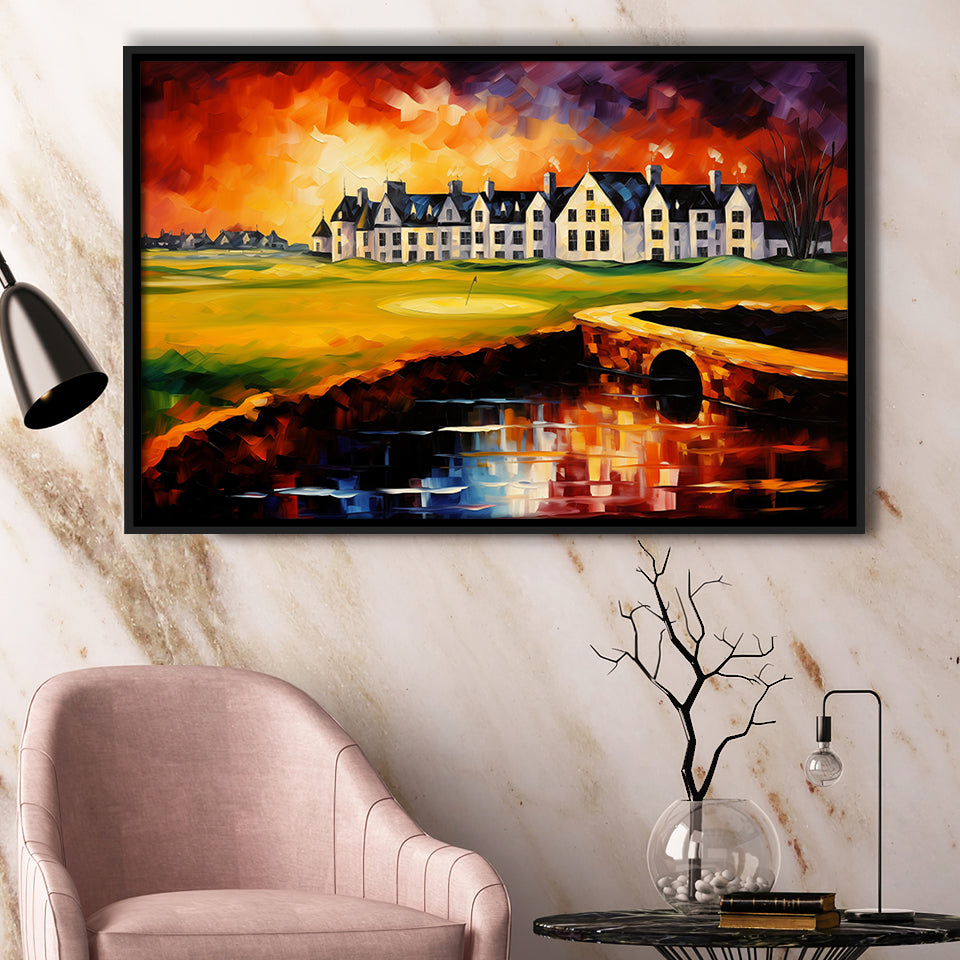 Carnoustie Golf Club Hole 02 Carnoustie Scotland Painting, Framed Canvas Prints Wall Art Decor, Floating Frame