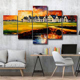 Carnoustie Golf Club Hole 02 Carnoustie Scotland Painting Mixed 5 Panel Large Canvas Prints Wall Art Decor