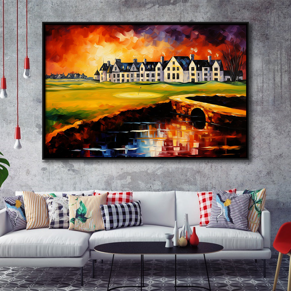 Carnoustie Golf Club Hole 02 Carnoustie Scotland Painting, Framed Canvas Prints Wall Art Decor, Floating Frame