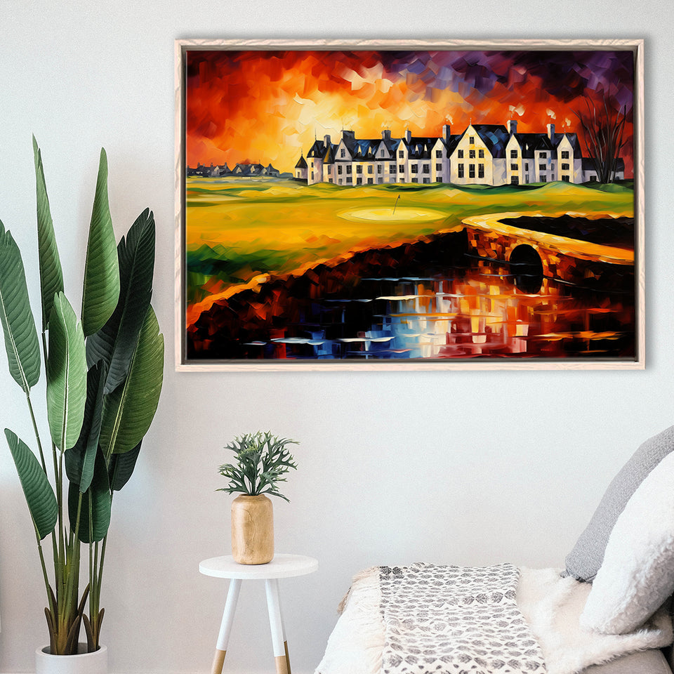 Carnoustie Golf Club Hole 02 Carnoustie Scotland Painting, Framed Canvas Prints Wall Art Decor, Floating Frame