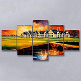 Carnoustie Golf Club Hole 02 Carnoustie Scotland Painting Mixed 5 Panel Large Canvas Prints Wall Art Decor