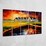 Carnoustie Golf Club Hole 02 Carnoustie Scotland Painting,5 Panel Extra Large Canvas Prints Wall Art Decor