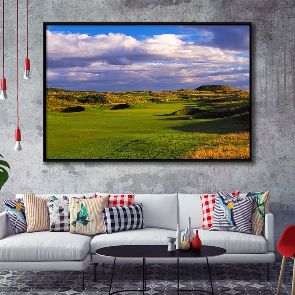 Carnoustie Golf Club Hole 02, Carnoustie, Scotland, Golf Art Print, Framed Canvas Prints Wall Art Decor, Floating Frame