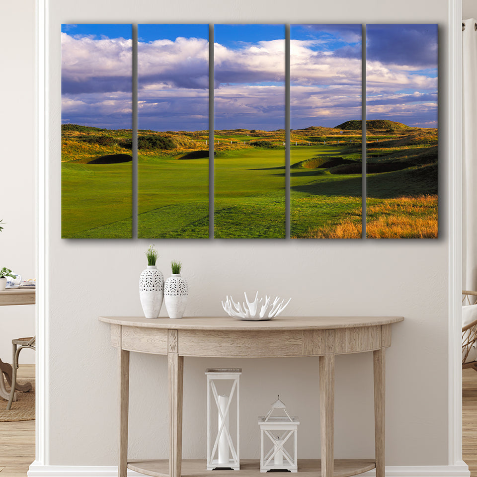 Carnoustie Golf Club Hole 02, Carnoustie, Scotland, 5 Panels Extra Large Canvas Prints Wall Art Decor