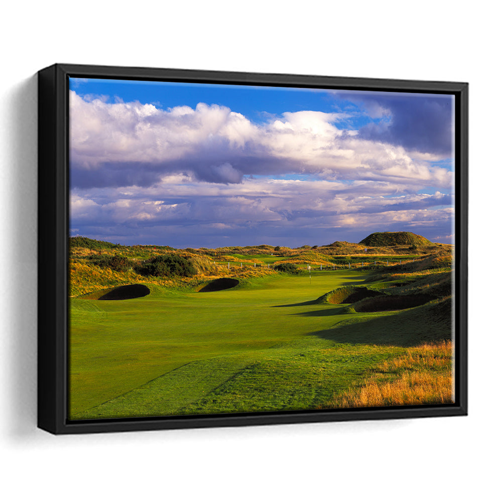 Carnoustie Golf Club Hole 02, Carnoustie, Scotland, Golf Art Print, Framed Canvas Prints Wall Art Decor, Floating Frame