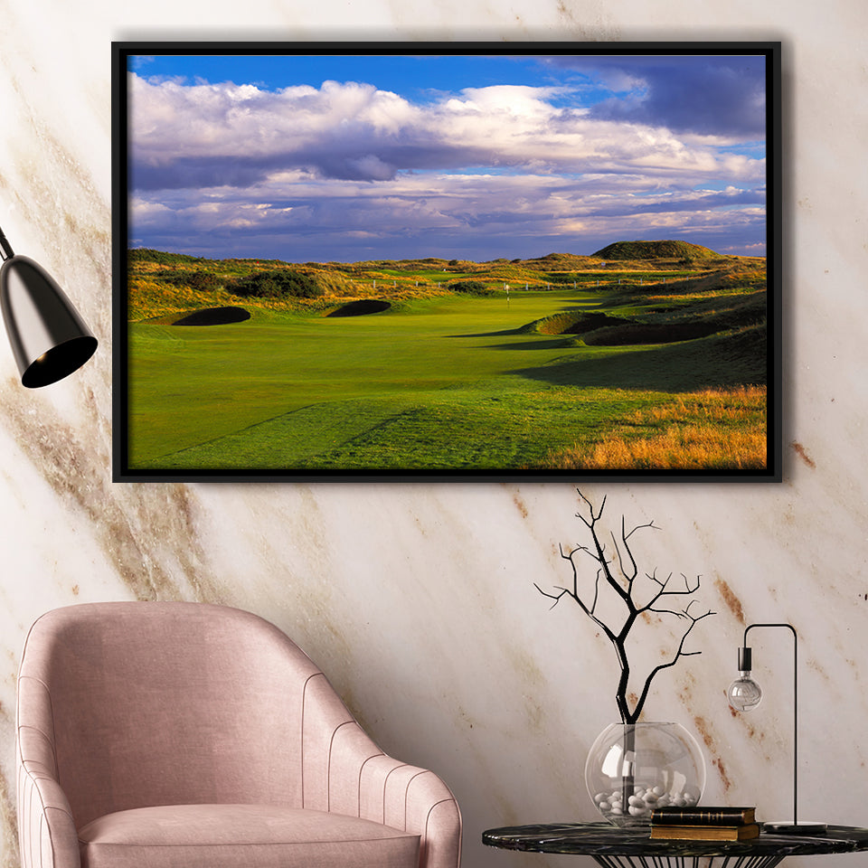 Carnoustie Golf Club Hole 02, Carnoustie, Scotland, Golf Art Print, Framed Canvas Prints Wall Art Decor, Floating Frame