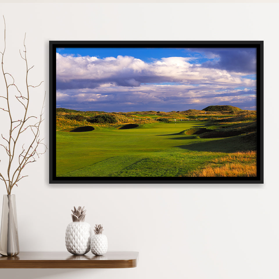 Carnoustie Golf Club Hole 02, Carnoustie, Scotland, Golf Art Print, Framed Canvas Prints Wall Art Decor, Floating Frame
