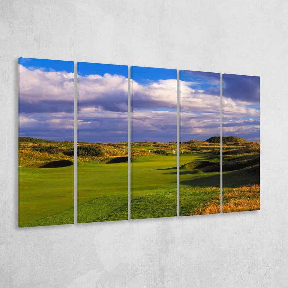 Carnoustie Golf Club Hole 02, Carnoustie, Scotland, 5 Panels Extra Large Canvas Prints Wall Art Decor
